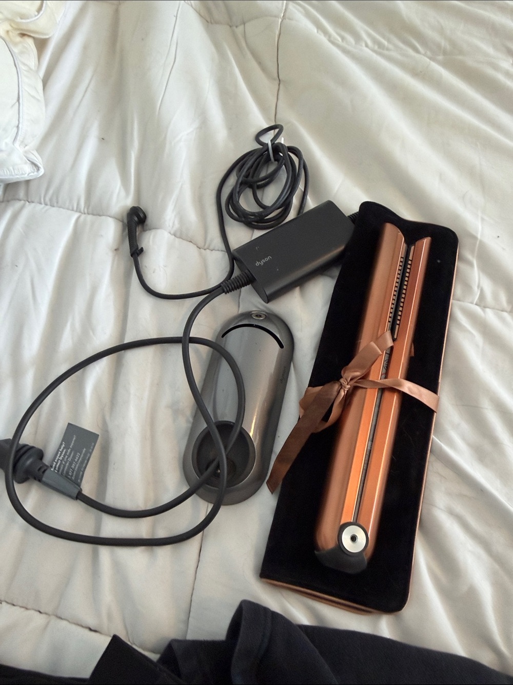 Dyson Corrale Copper Flat Iron with Black Velvet Sleeve